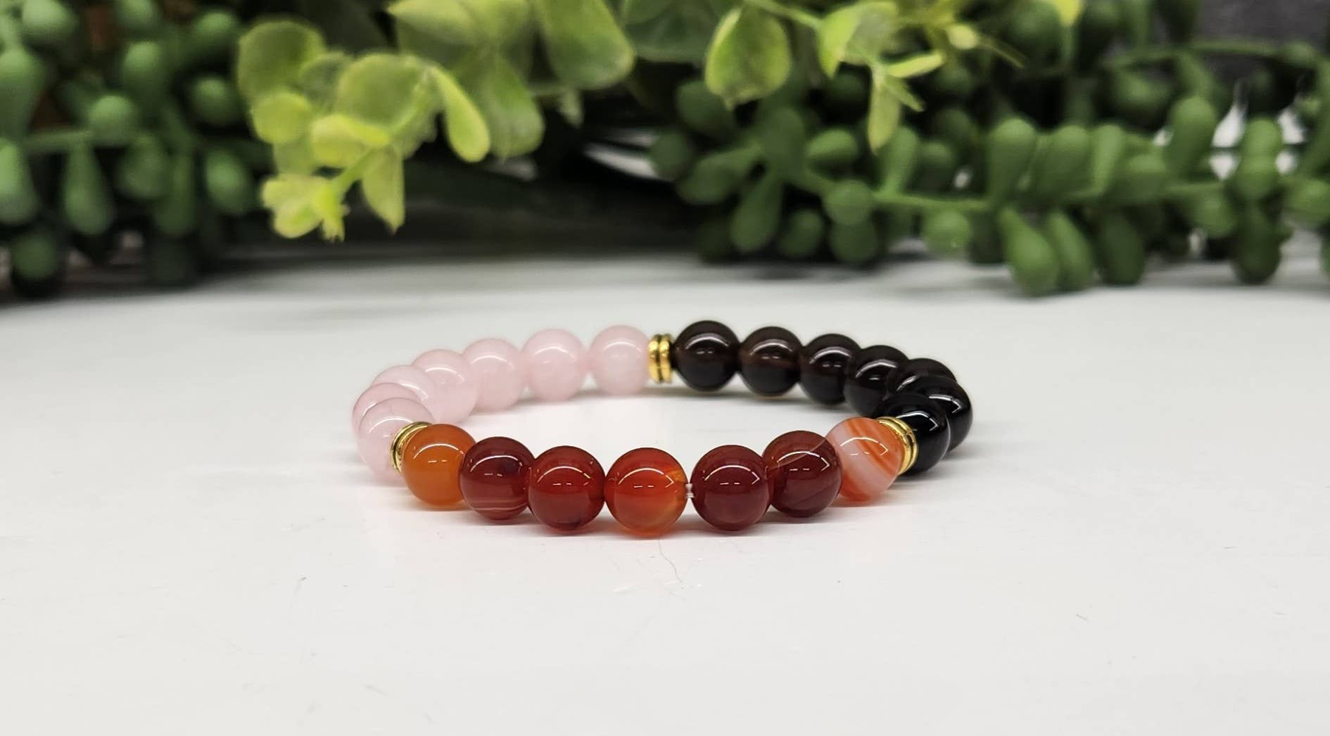 GRIEF /LOSS-Band.Carnelian/Rose Quartz/Smoky Quartz-Bracelet